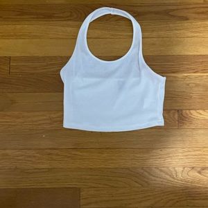 White cropped halter top